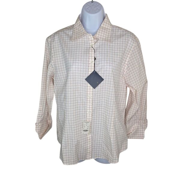 Brooks Brothers Nwt Plaid Fitted Non-iron Stretch Button Up Blouse Top Size 14 - Picture 1 of 5